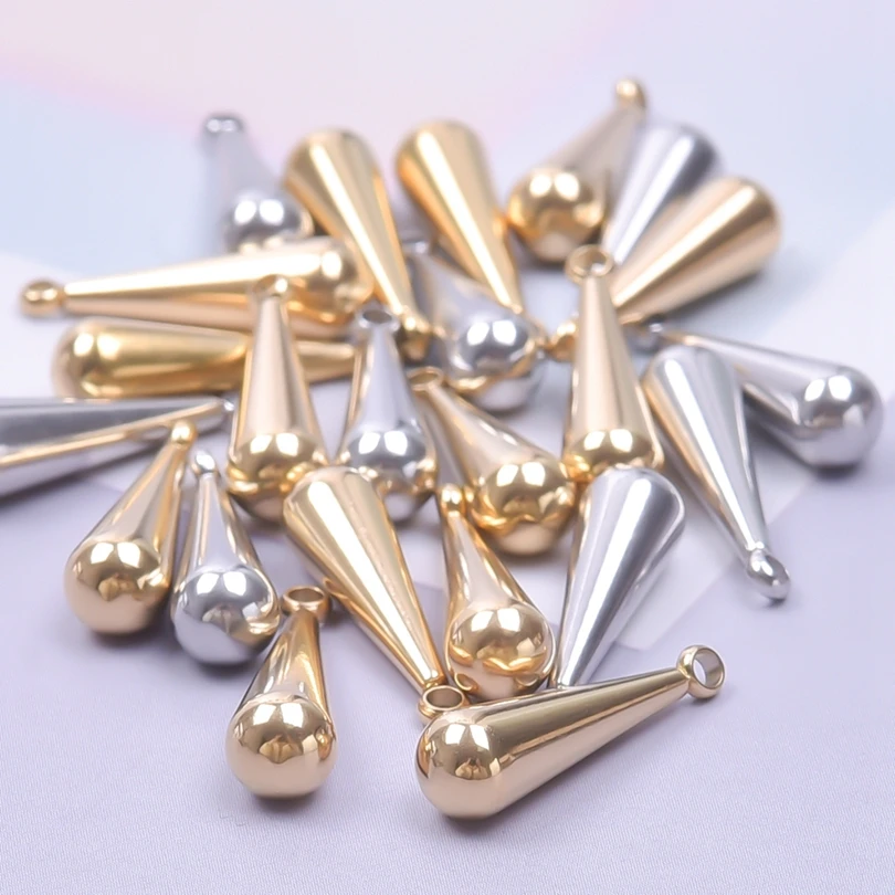 10pcs Stainless Steel Water Drop End Charms Pendants Connector Chain Extension Tail Charm for Jewelry Making DIY Wholesale