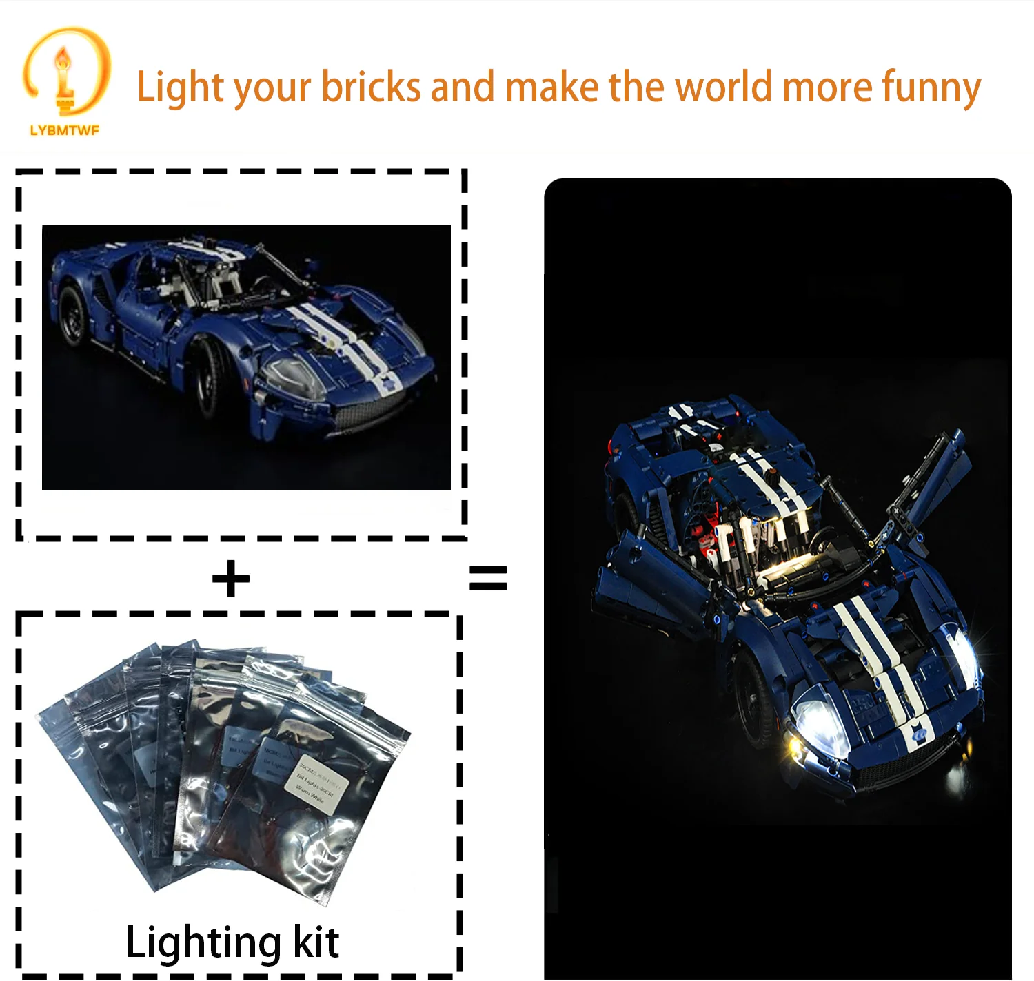 LYBMTWF LED Light Set For 42154 2022 Ford GT Car Building Blocks (NOT Include The Model Bricks)