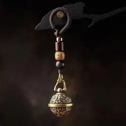Brass Gourmet Bell Keychain Dragon Head Key Chain Pure Copper Keychain Bell Braided Rope Pendant DIY Pet