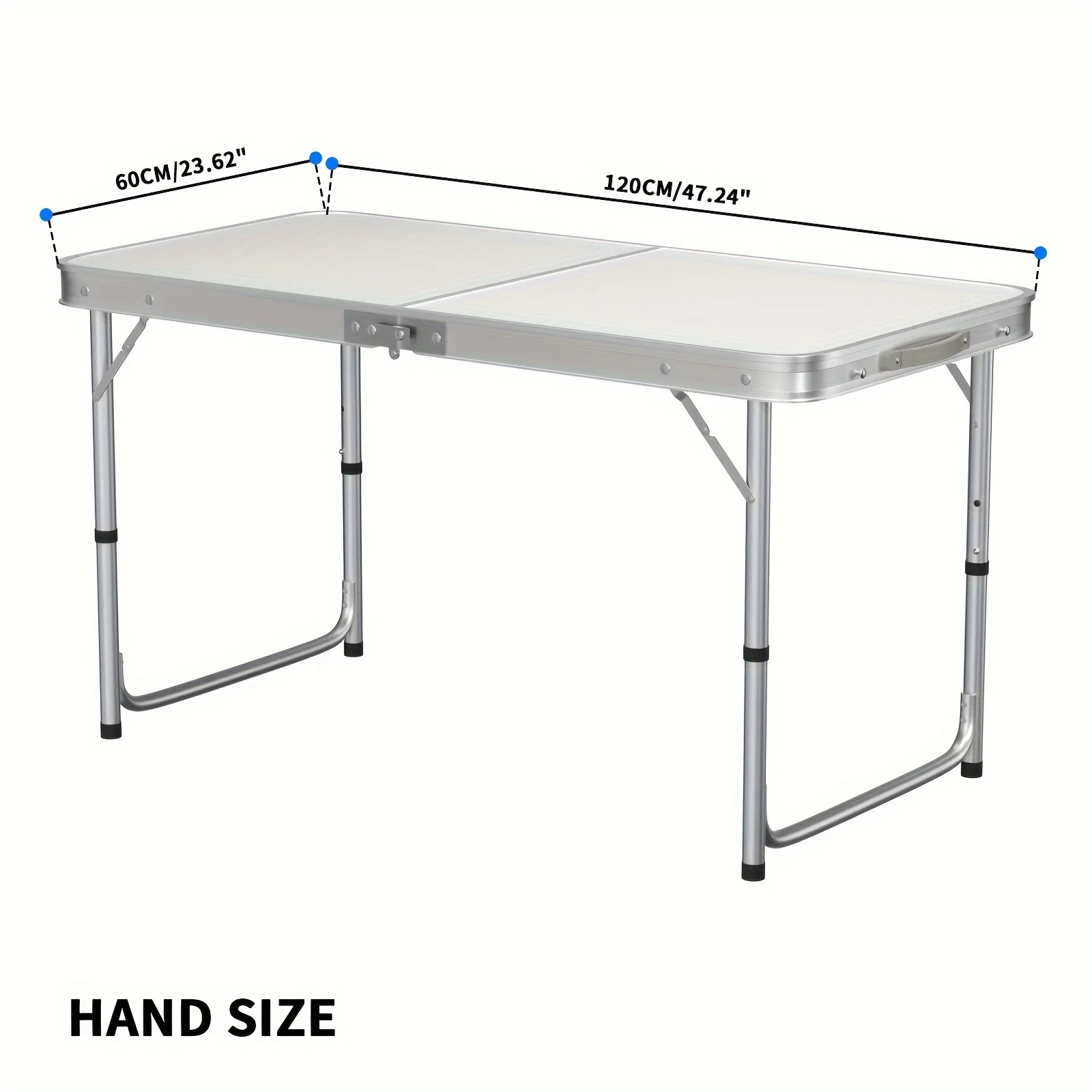 90cm folding table, picnic camping table,Computer Laptop Office Study Desk，with carry handle, 3 Adjustable Height,White