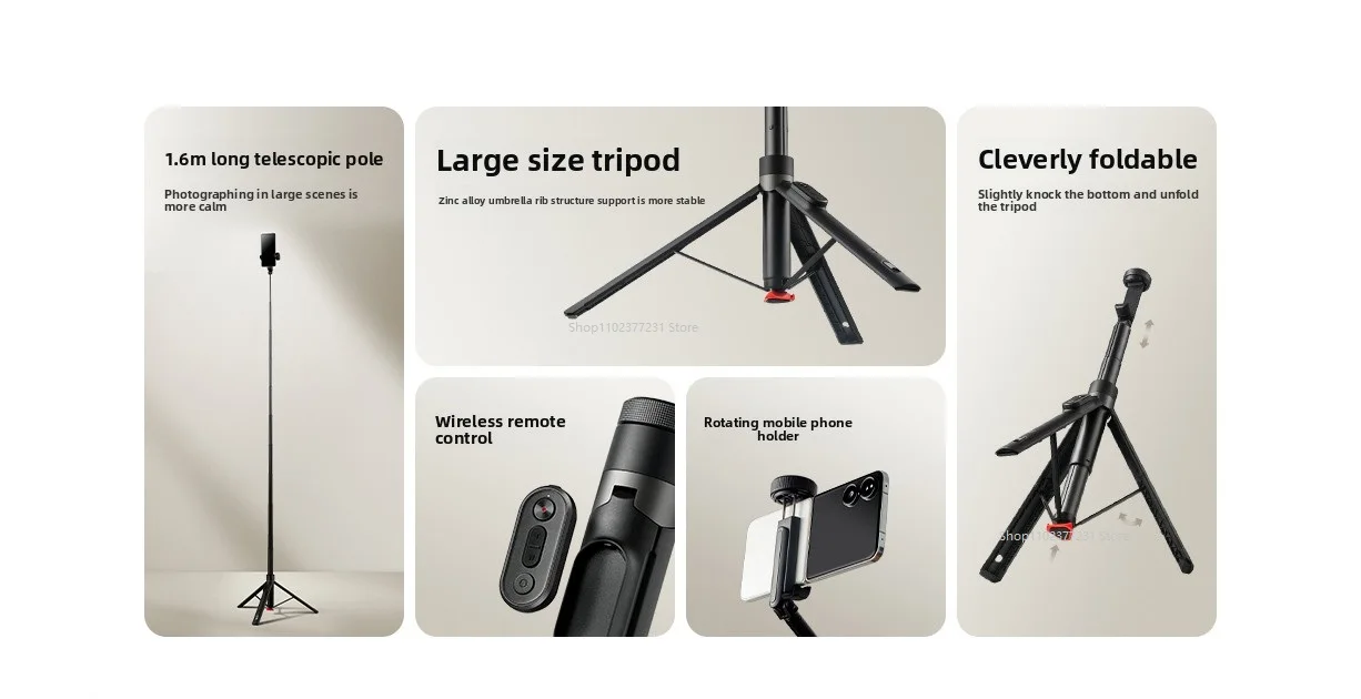 Original Xiaomi Zoom Boden-Selfie-Stick mit Bluetooth-Fernbedienung, Tragbares Multifunktionales Stativ – Detail 2