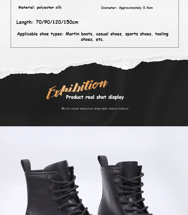 Modische runde Schnürsenkel, solide, klassische 90 cm/120 cm/150 cm, 21 Farben, Schnürsenkel für Stiefel, Turnschuhe, Freizeitschuhe, Schnürsenkel – Detail 11