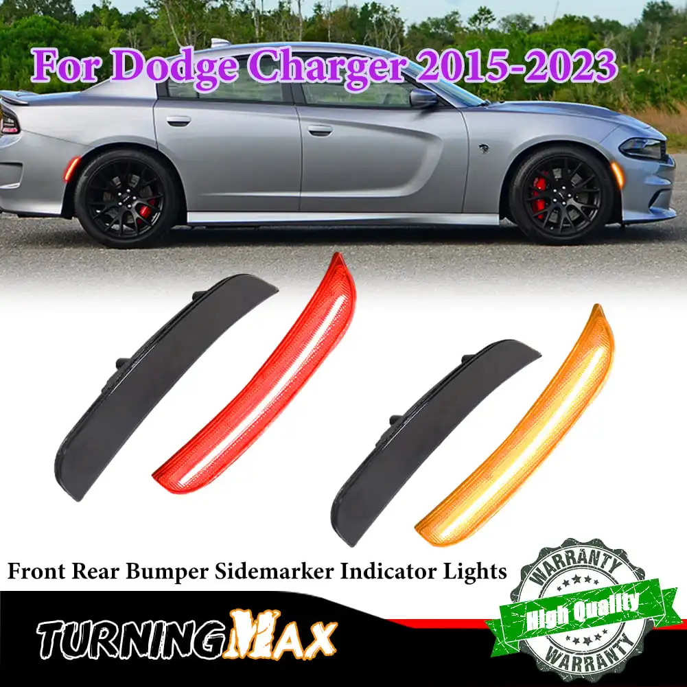 Car Front / Rear Bumper Sidemarker Indicator Lights For Dodge Charger 2015-2023 Fender Side Marker Light Amber / Red / White LED