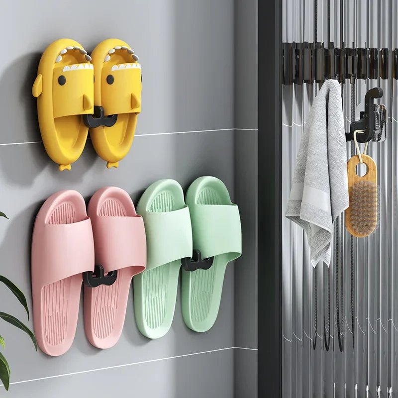 Slipper Rack Without Punching Bathroom Simple Slipper Hook Toilet Drain Racks Wall-mounted Bedroom Neat Storage Shoe Dry Racks