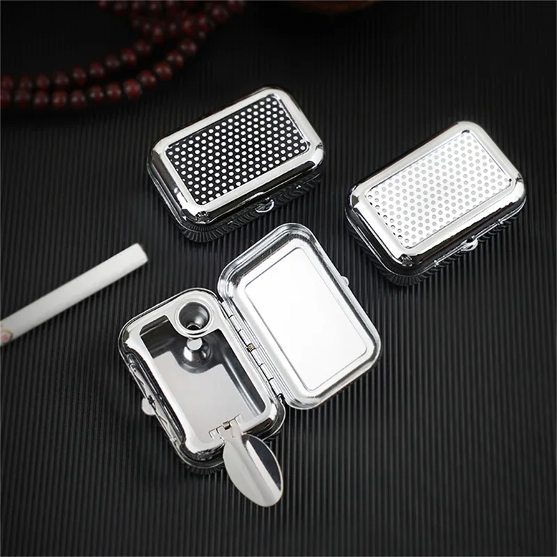 Pocket Metal Ashtray Mini Desktop Cigarette Holder Personal Ashtray With Lockable Lid Gift For Man Smoking Accessories