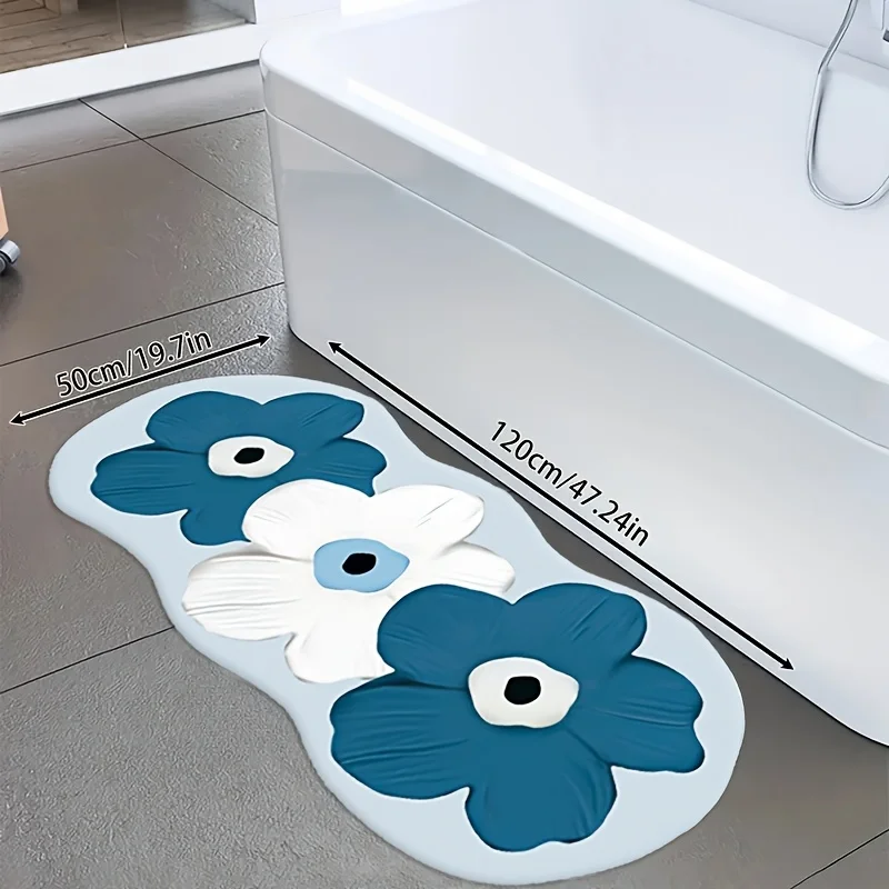 VIKAMA New Floral Printed Rug with Five-Petal Flower Design, Suitable for Bedroom, Bathroom, And Living Room