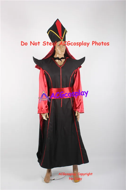 Jafar Cosplay Costume acgcosplay include big headgear prop cape made of black velvet fabric