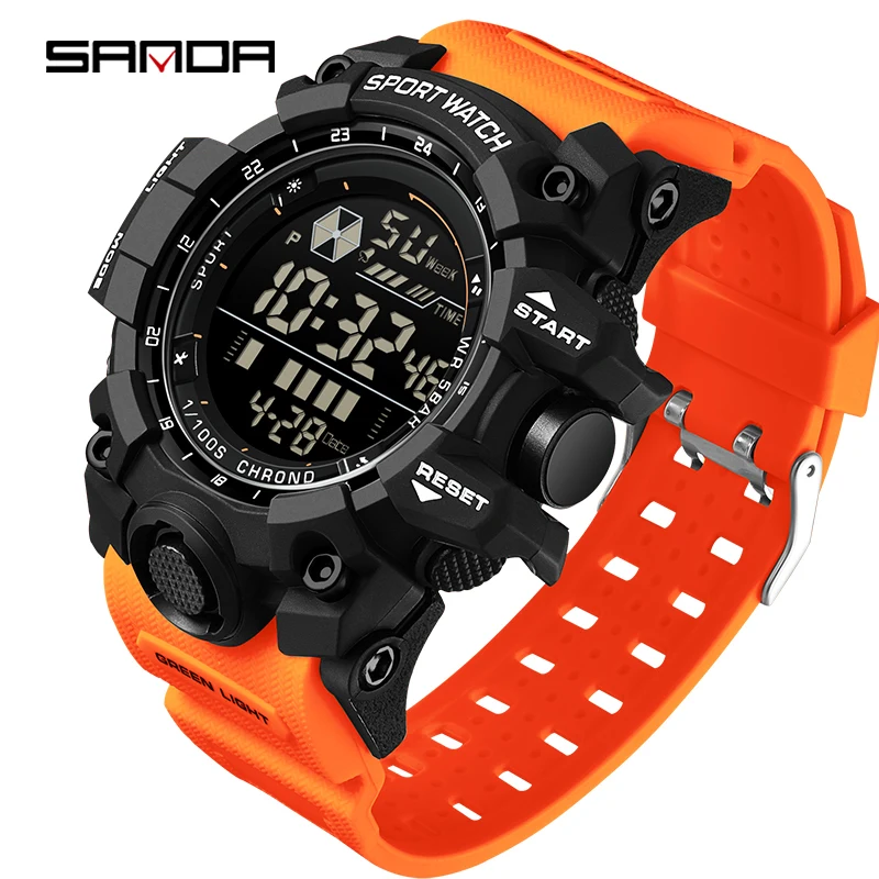 SANDA SD6229 Show Multifunction Big Dial Electronic Wristwatch G style Male Outdoor Sports Watch