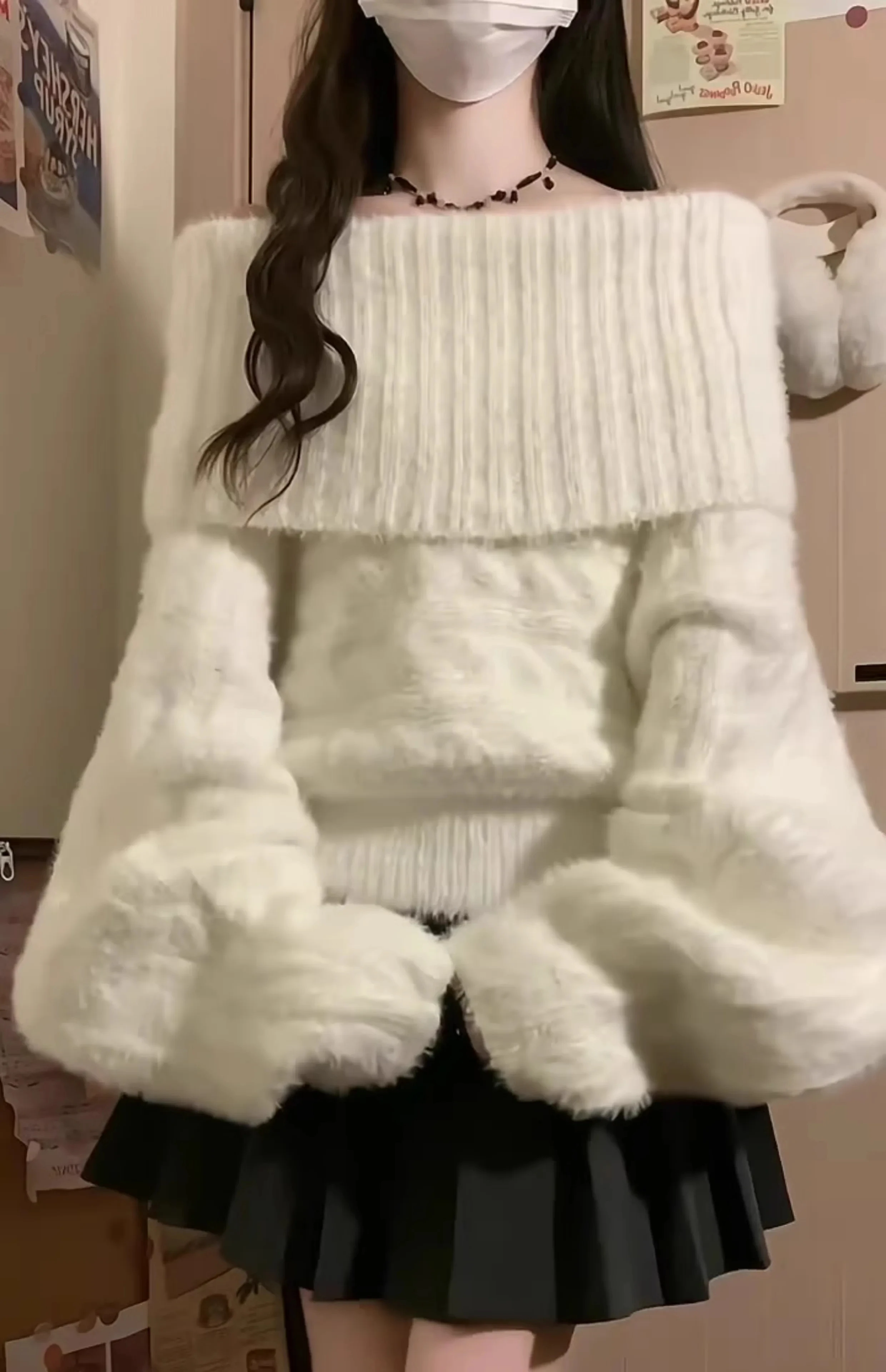

Women Off Shoulder Red Knitted Sweater Y2k Long Sleeves Slash Neck Female Knit Pullover Vintage 2000s Aesthetic Clothes