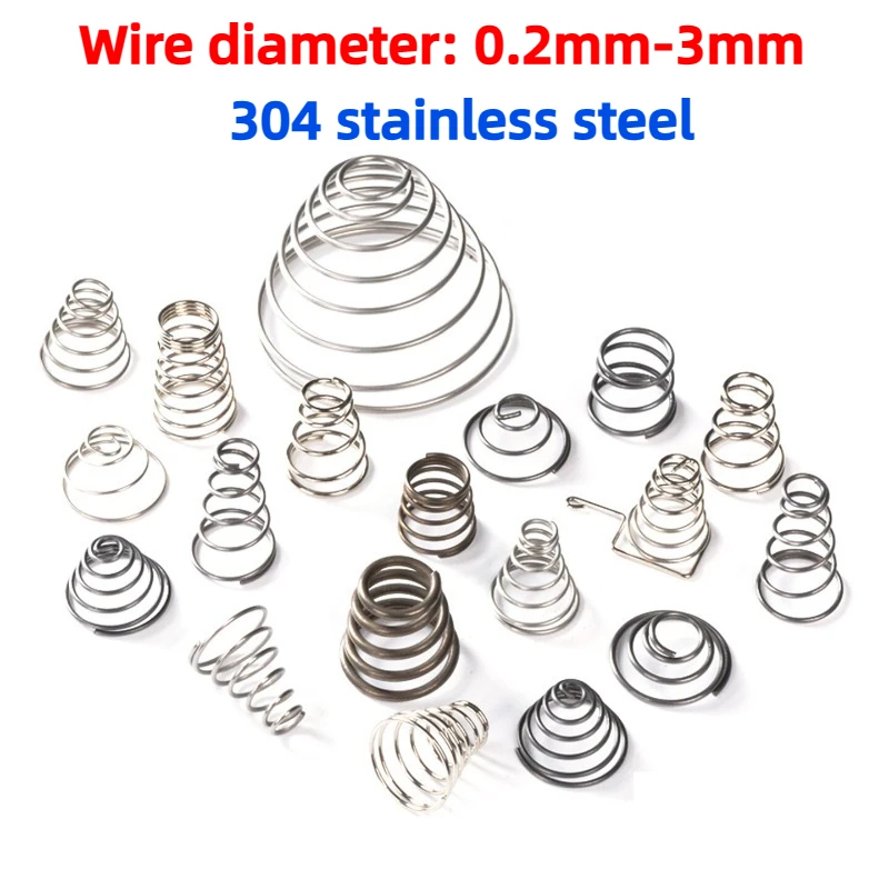 2-10pcs Wire Diameter 0.2mm-3mm 304 Stainless Steel Tower Springs Conical Cone Compression Spring Pressure Springs
