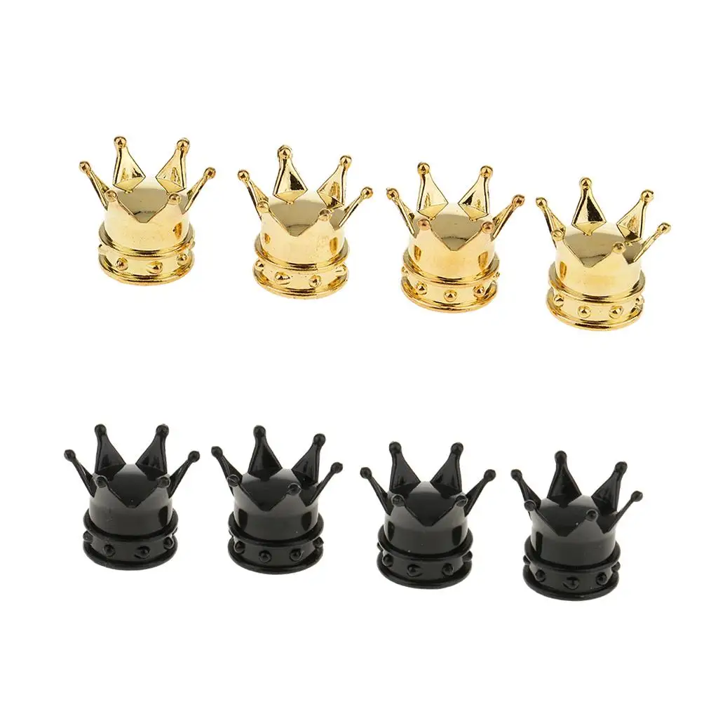 8 Pieces Tire Stem Valve s, Dustproof Wheel Valve Covers , SUV, Truck, Motorcycles Shape, Black and Gold