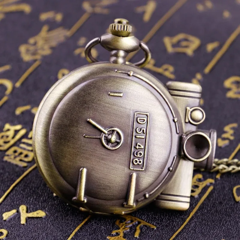 القطار البرونزي مرقمة الهاتفي قلادة كوارتز ساعة الجيب قاطرة حالة الرومانية الرقمية خمر ساعة الرجال والنساء تذكارية