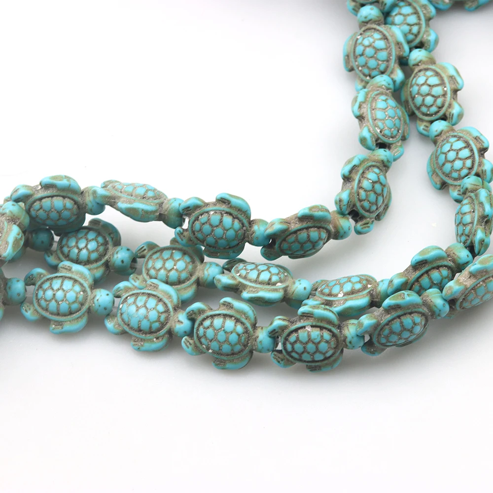 24 Pcs/pack Of White/Green Sea Turtle Turquoise Stone Shaped Beads DIY Jewelry Accessories For Making Bracelets And Necklaces
