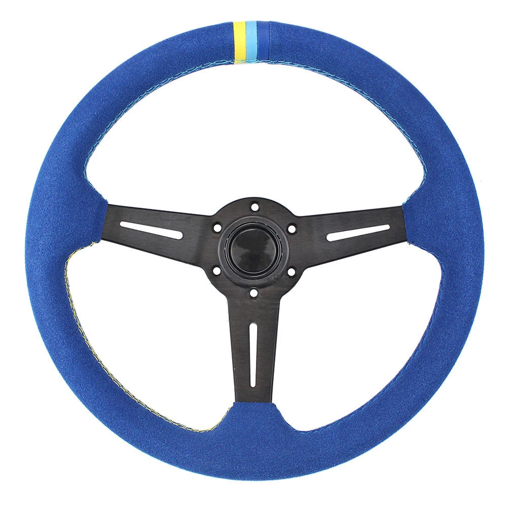 

Car Modification Frosted Fur Plush Steering Wheel 14 Inch Suede Sports Racing Steering Wheel Cars Accessories ﻿