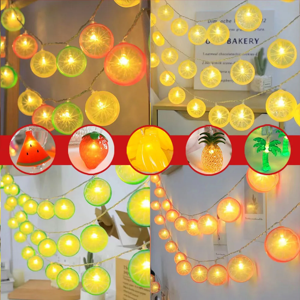 

1.5/3/6m LED Lemon Orange Light String Fairy Light Christmas Wreath Room Decoration Fancy Wedding Party Decor luces navideñas