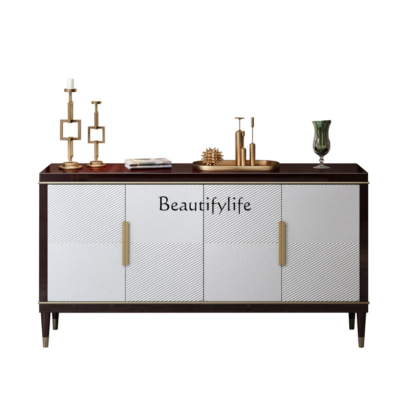 

Light luxury solid wood porch cabinet, storage simple wine cabinet