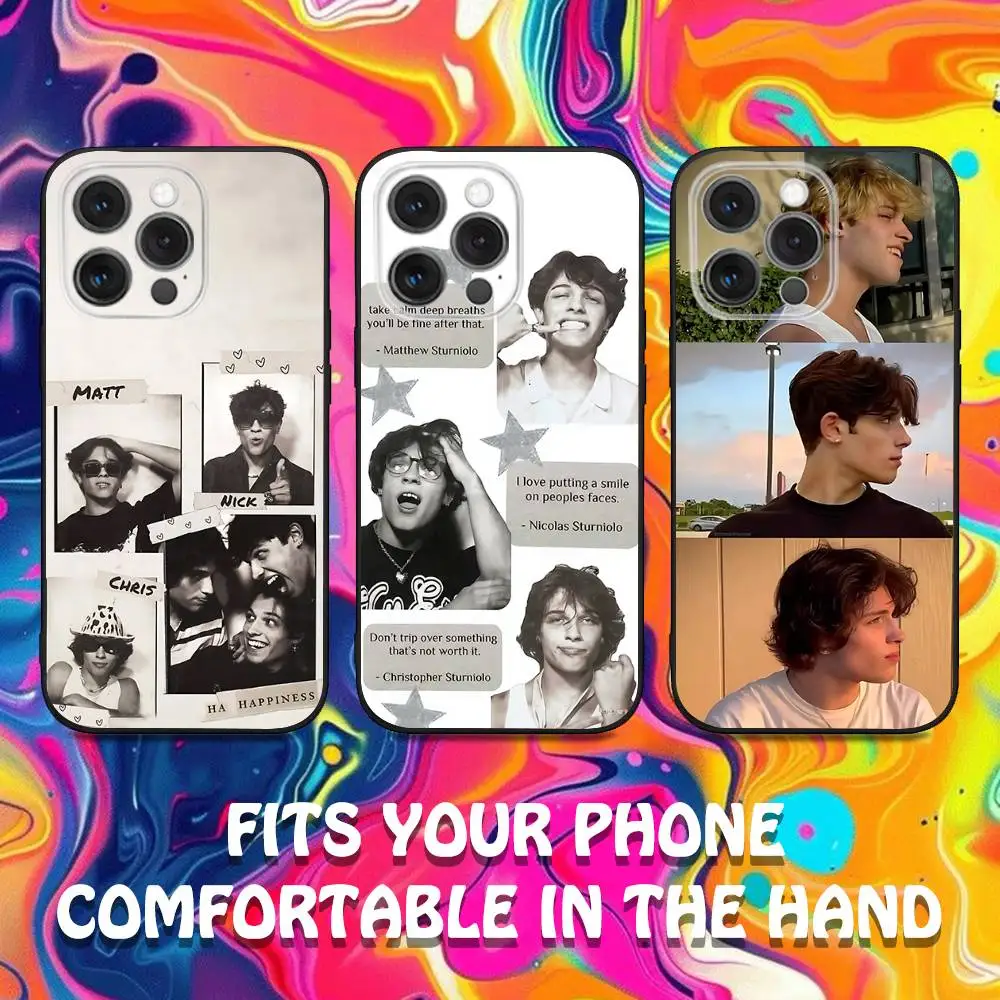

Sturniolo Triplets Phone Case For iPhone 16,15,14,13,12,11,Pro,Max,Plus,X,XS,SE,E,Mini,Soft Silicone Black Case