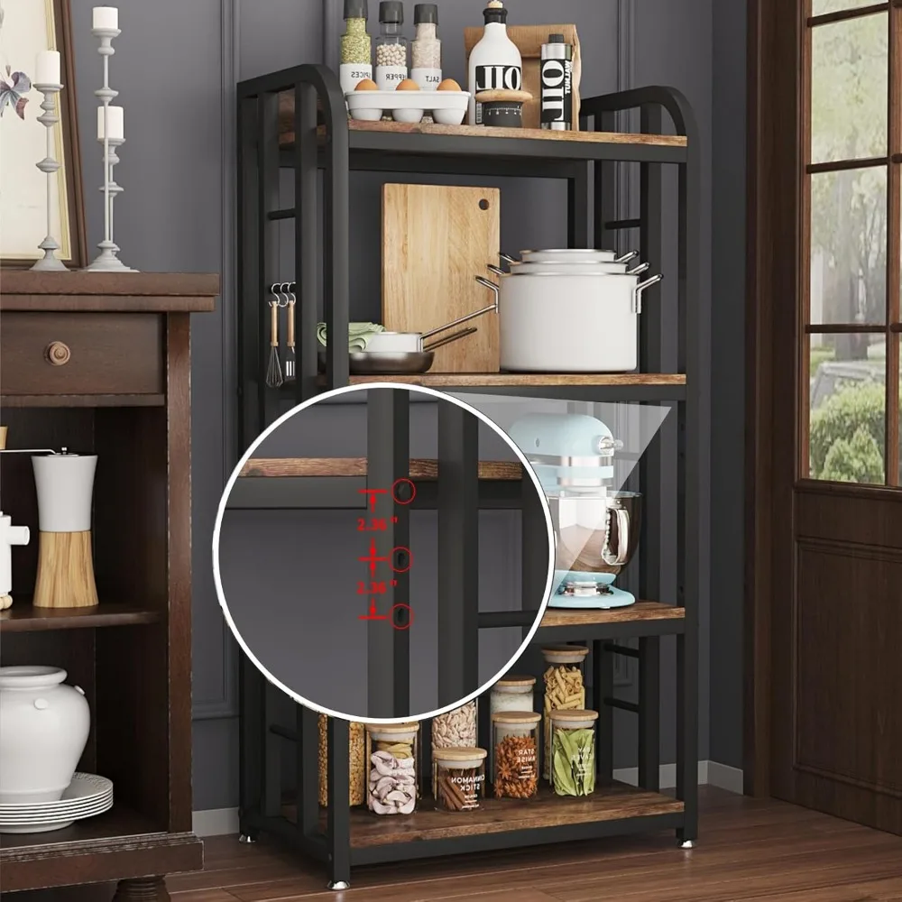 Four-Tier Microwave Oven Stand with Adjustable Storage for Kitchen Use