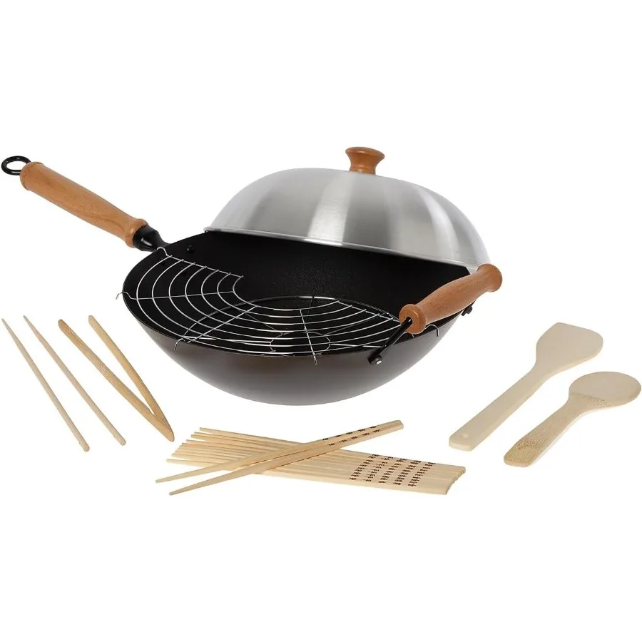 

Pro Chef 14-дюймовый набор из 10 предметов Excalibur с антипригарным покрытием Wok