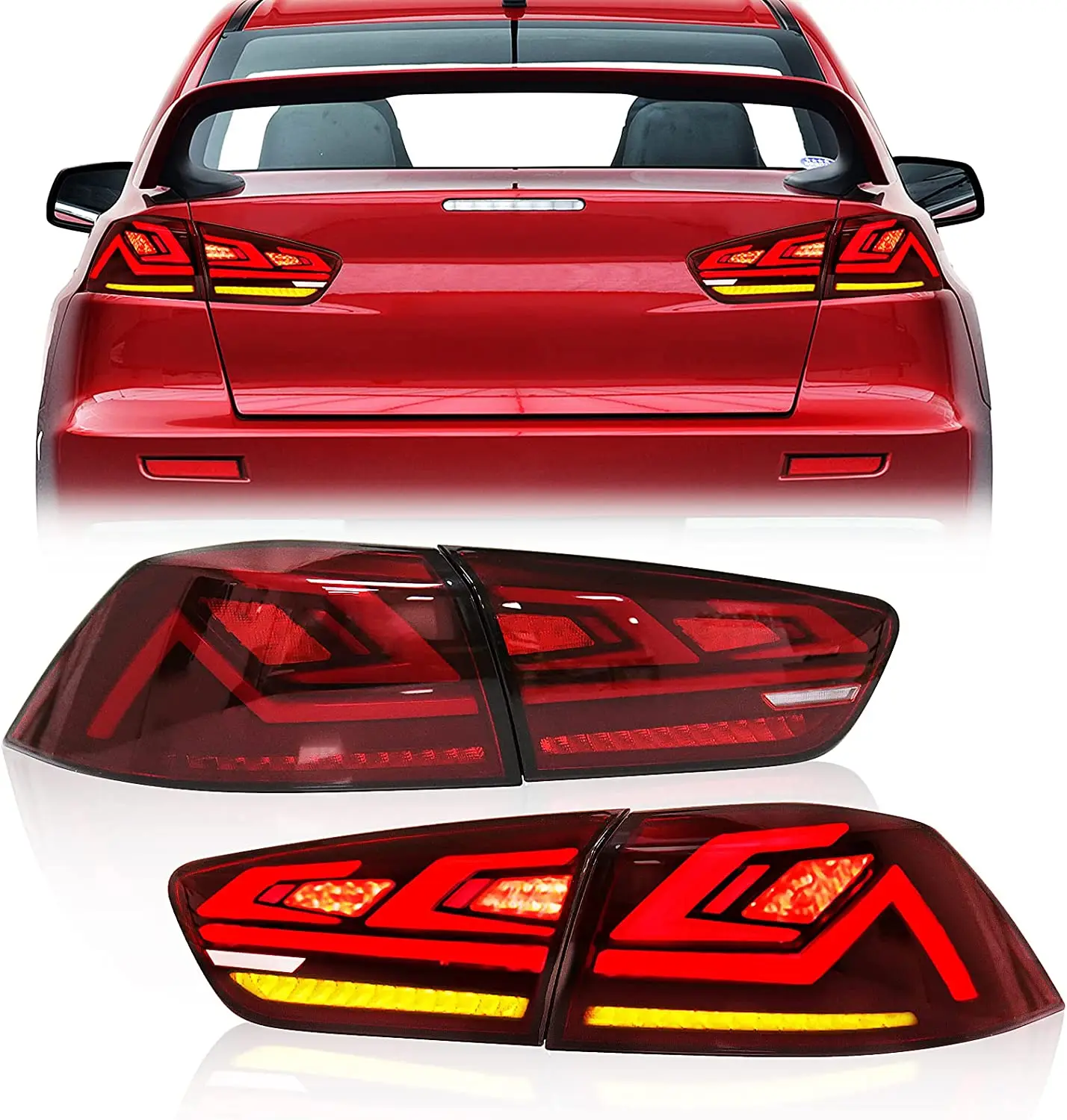 LED Tail Lights For Mitsubishi Lancer EVO X 2008-2020 Sequential Turn Signal Reverse Brake Light Dynamic Start Up Animation DRL