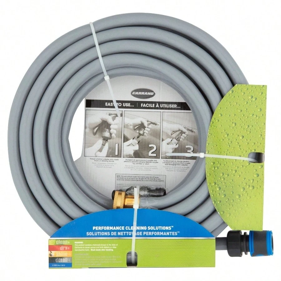 Car wash hose 50 ft durable polyethylene red high pressure quick connect for vehicle cleaning