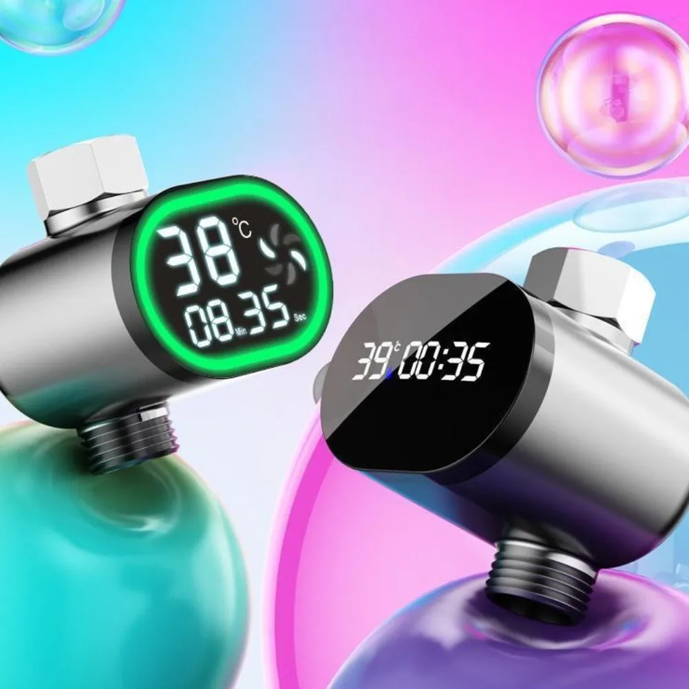 LED Digital Shower Temperature Display With Water Flow Power Generation Home Water Shower Water Thermometer