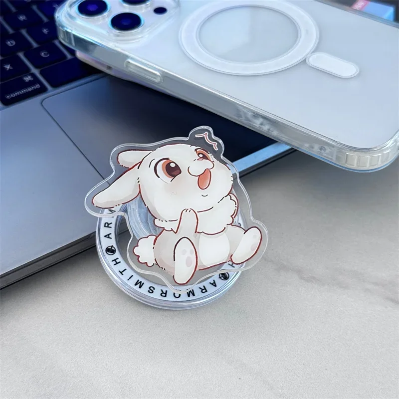 귀여운 만화 토끼 고양이 폰 스탠드 홀더 마그세이프 자석 폰 홀더 아이폰 17 삼성 그립톡 킥스탠드 브래킷