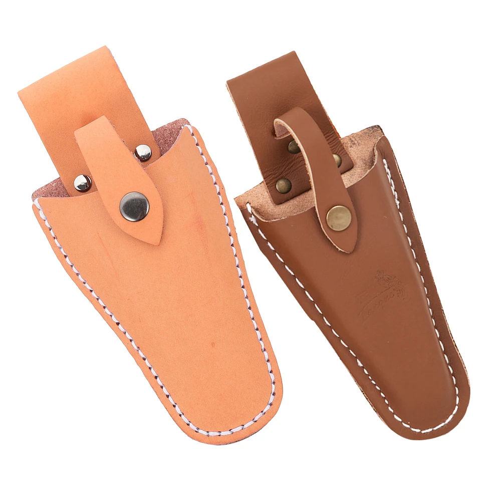 

2pcs Pruner Cowhide Belt Snap Garden Tool Pouch Thick Durable Hanging Shear Protector For Scissors Knife Trimmer