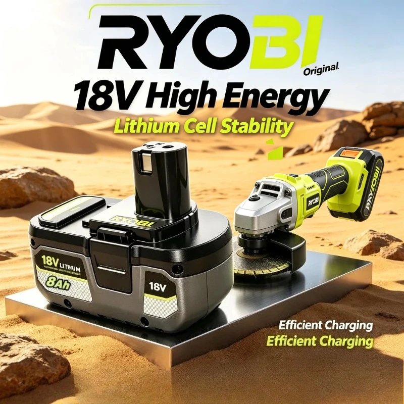 RYOBI 18V 6.0Ah High-capacity Rechargeable Battery, with Long Battery Life, Is Suitable for One+ Series Cordless Power Tools.