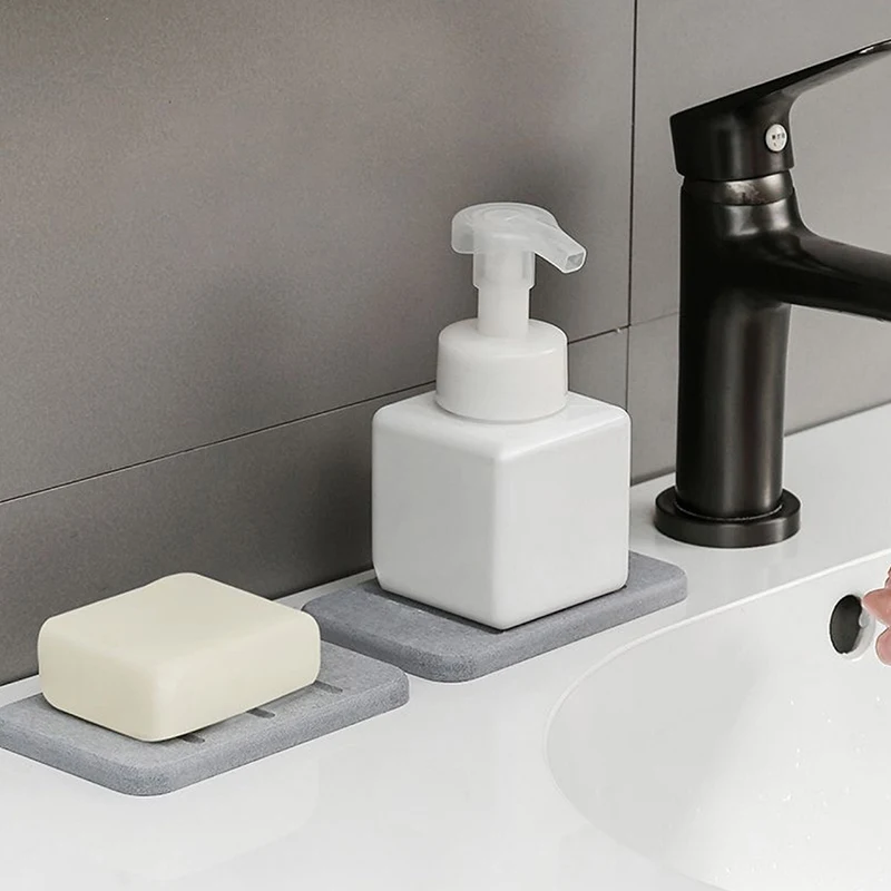 ✦ Bathroom Countertop Soap Toiletries Absorbent Mat Rectangular Soap Holder Bathroom Supplies Diatom Mud Soap Dish Quick-Dry Pad - view 4