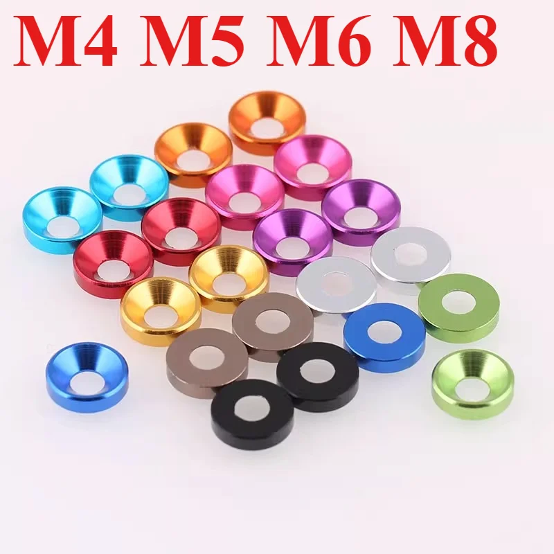M4M5M6M8 Colorful Aluminum Alloy Metal Washers Countersunk Flat Head Screws Umbrella Head Bowl Type Cone Washers