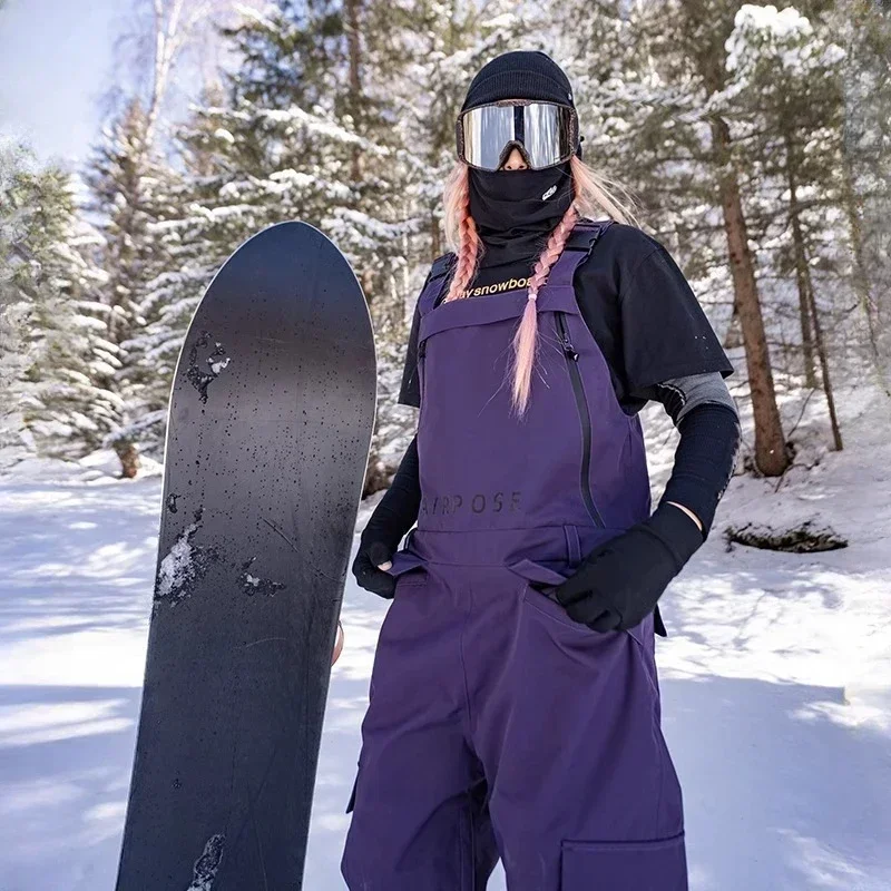 2025 pantaloni con cinturino da sci per adulti tuta da sci in montagna in cotone caldo invernale Sport donna uomo pantaloni da Snowboard impermeabili antivento