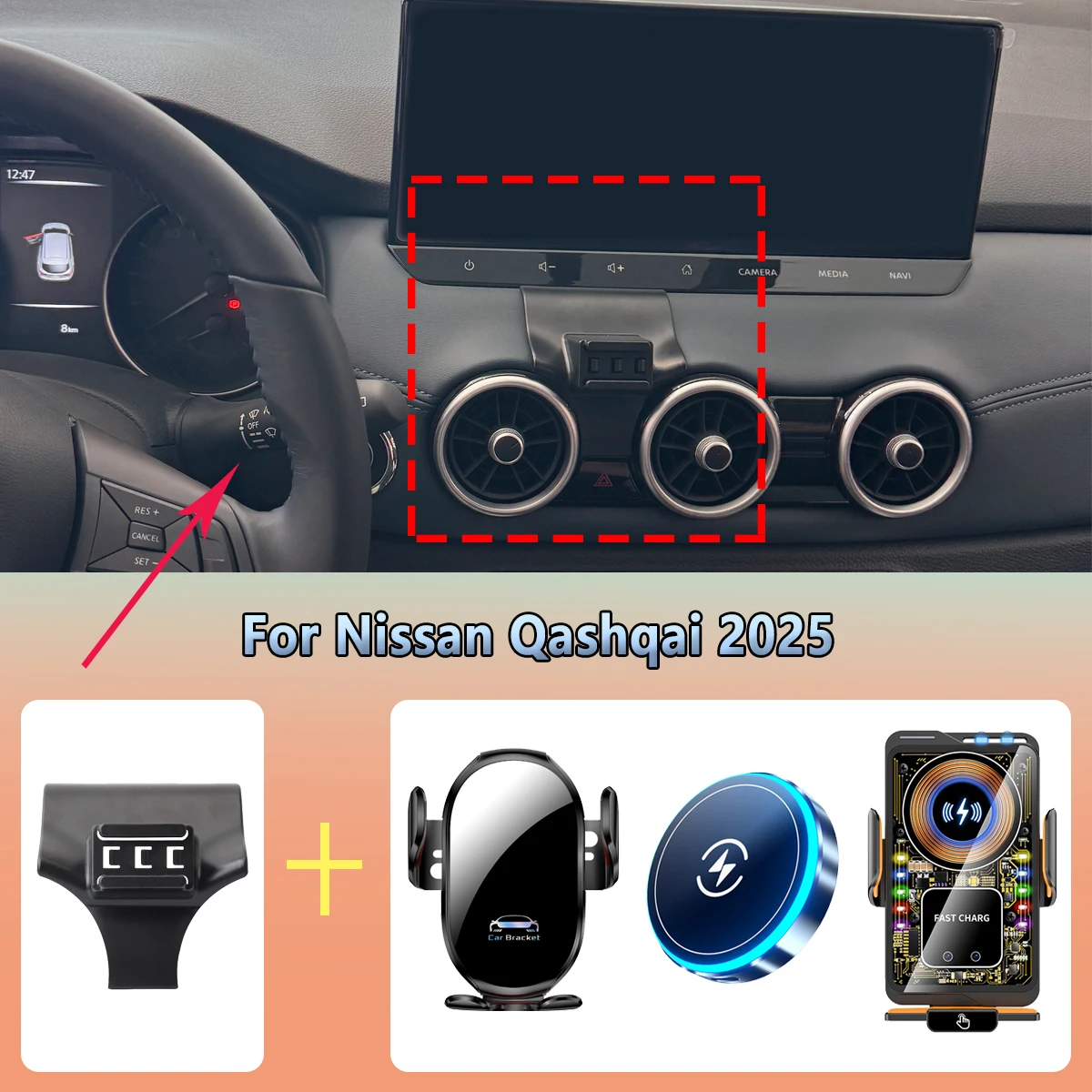 

Car Phone Holder vent For Nissan Qashqai J12 2025 Magnetic 15W Wireless Charging Car For Magsafe sensing Mount Rack Accessories