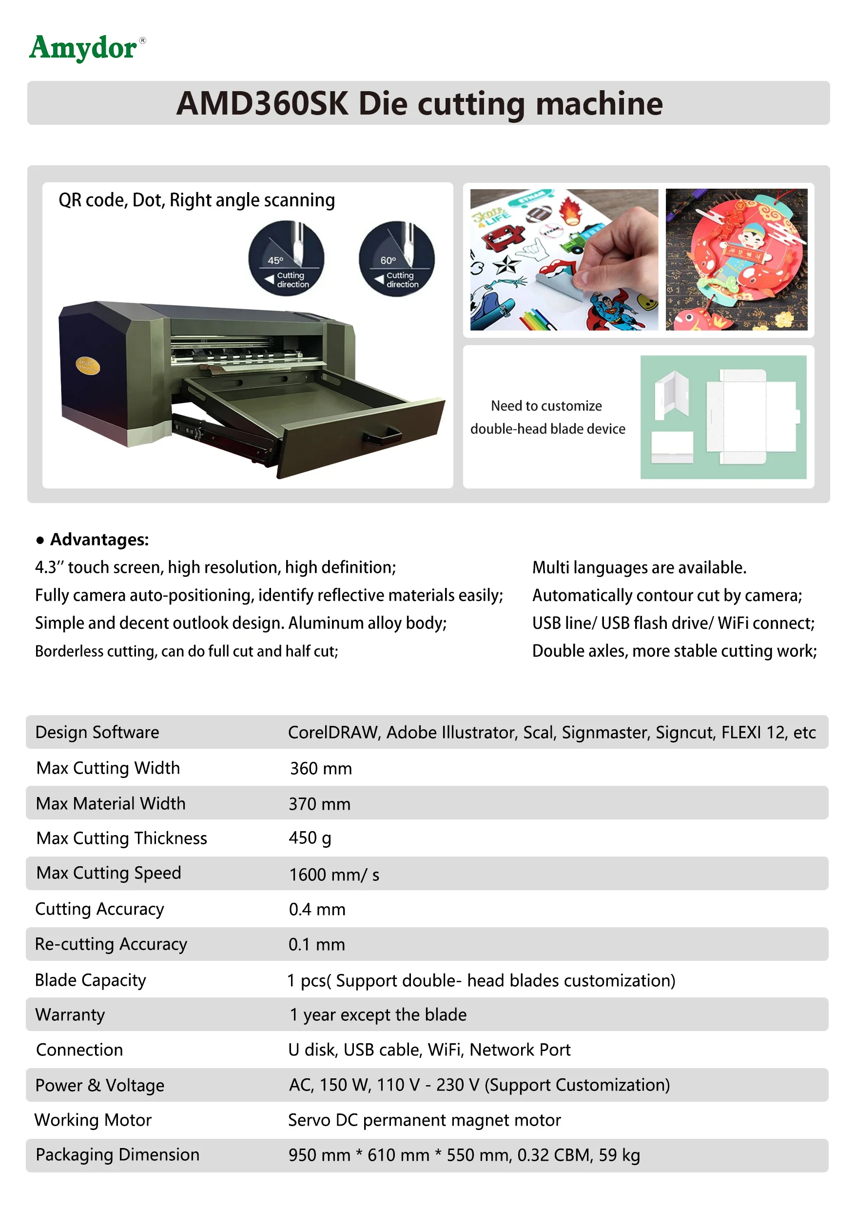 A3 Max AMD360SK Label Sticker Die Digital Cutting Machine Digital Die Cutter for Stickers Digital Paper Cutter