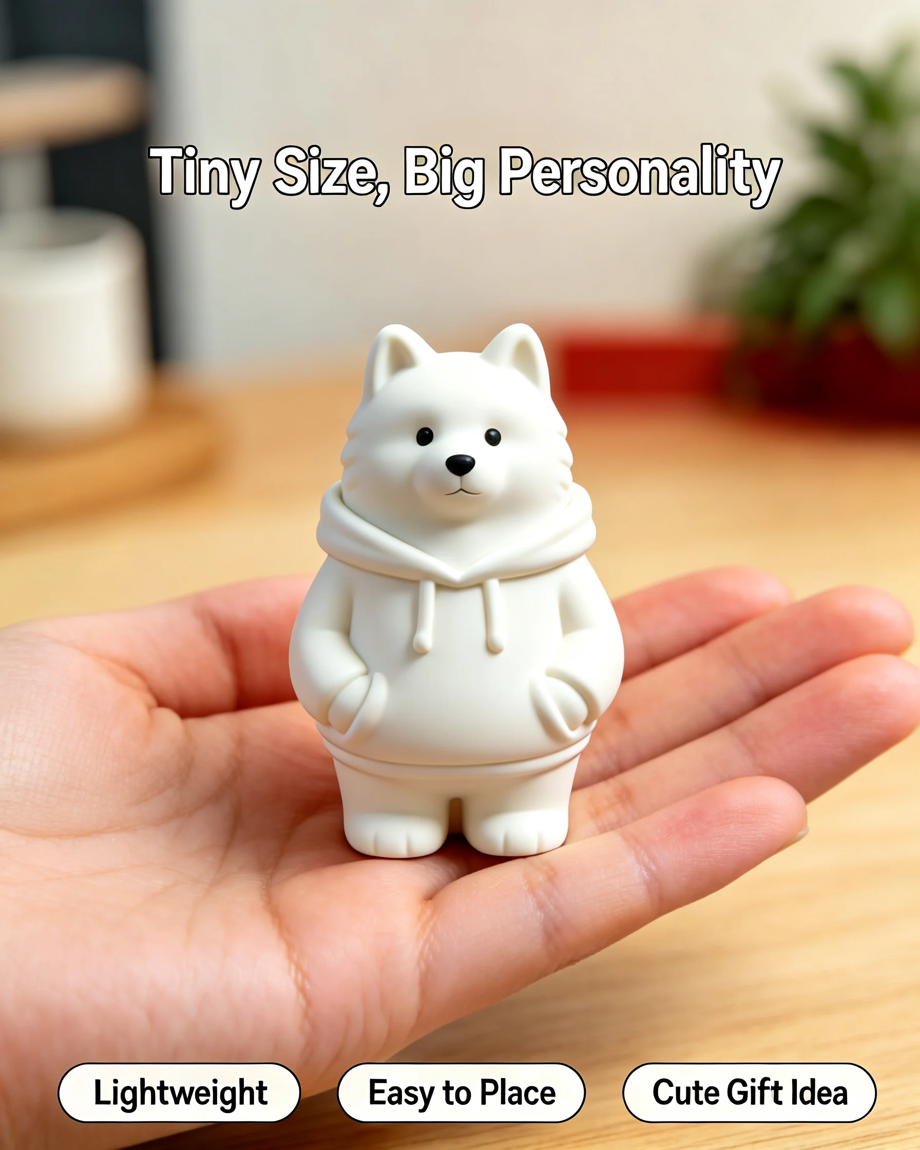 Resin Art Coffee Table - 3D printed hoodie Samoyed hand-held ornament,