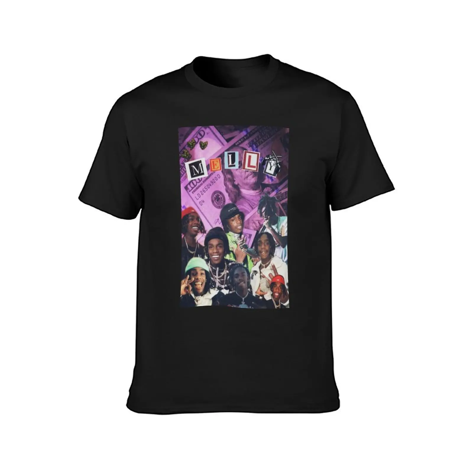 ynw melly collage purple T-Shirt anime clothes oversized mens big and tall t shirts