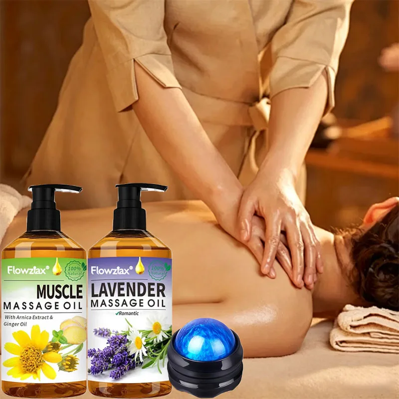 2PCS 100% Pure Castor Oil Cold Pressed, Natural Ingredients, Can Be Used for Body Massage, Dry Hair, Nail Care, Firming And Lifting Skin, Enhances Skin Smoothness, with Strong Moisturizing, With Massage Balls.