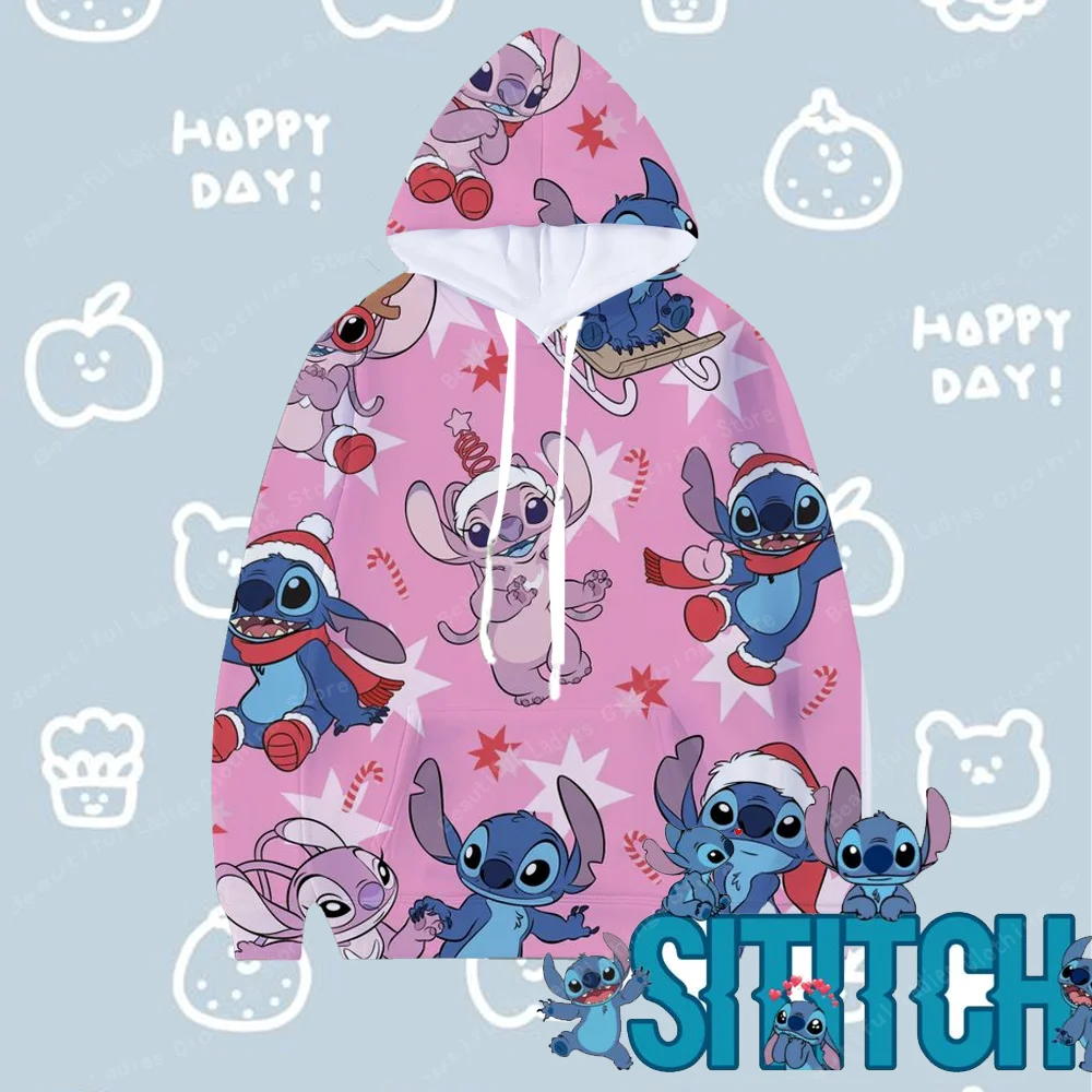 Stitch Cartoon Print Hoodies Women Hooddie Sweatshirt With  Winter And Autumn Causal Women's Oversized Clothing