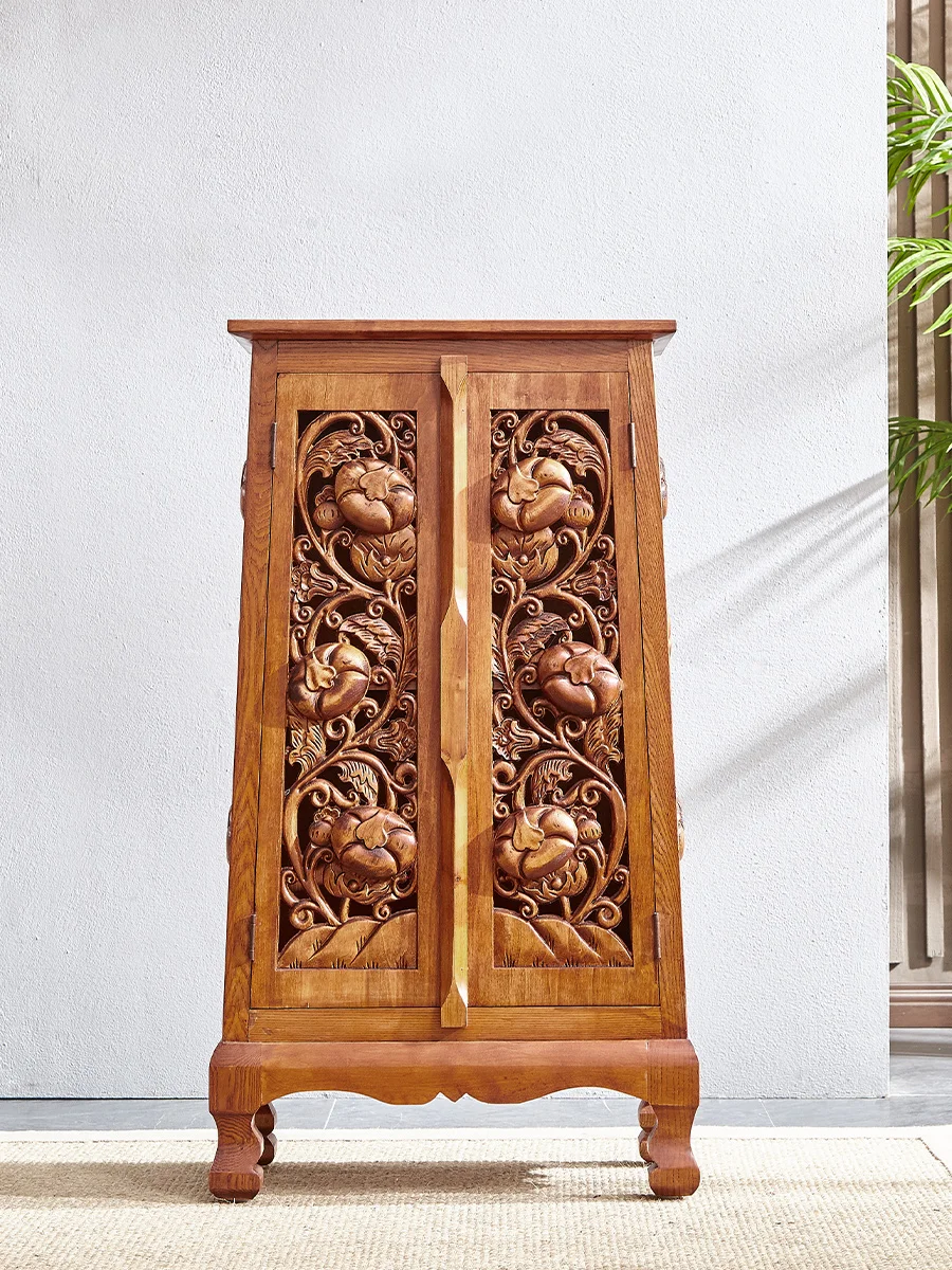 Thai style solid wood carved cabinet, carved living room, wall facing foyer cabinet