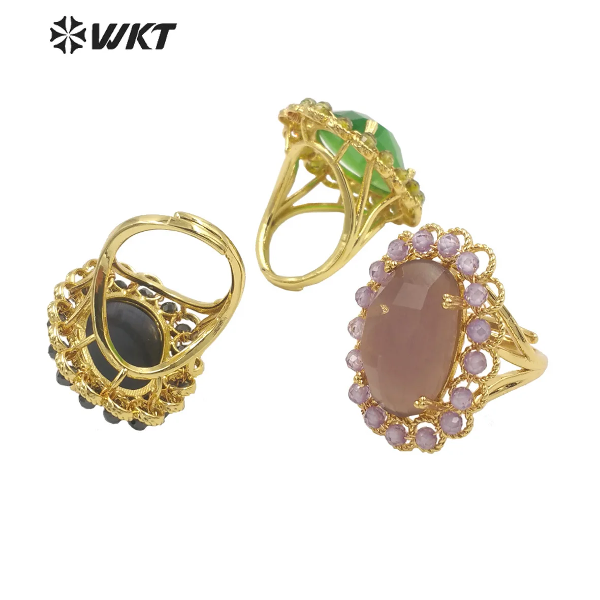 

WT-R459 WKT Высокое качество натуральное кольцо «кошачий глаз» с позолотой для женщин танцевальная вечеринка новый стильный аксессуар очаровательные ювелирные изделия