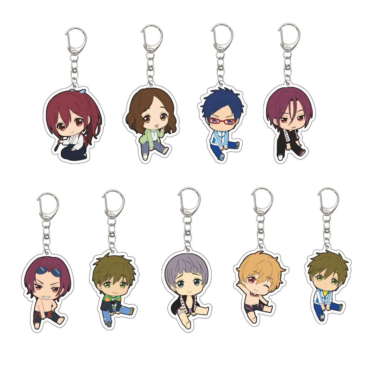 Regalos/llavero gratis de Anime de 55MM Nanase Haruka/Tachibana Makoto/Rin Matsuoka/Hazuki Nagisa llavero regalos de navidad