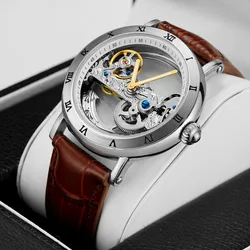 Forsining 208L Luxury Original Watches Men Transparent Dial Mechanical Automatic Analog Watch For Male Waterproof Bracelet