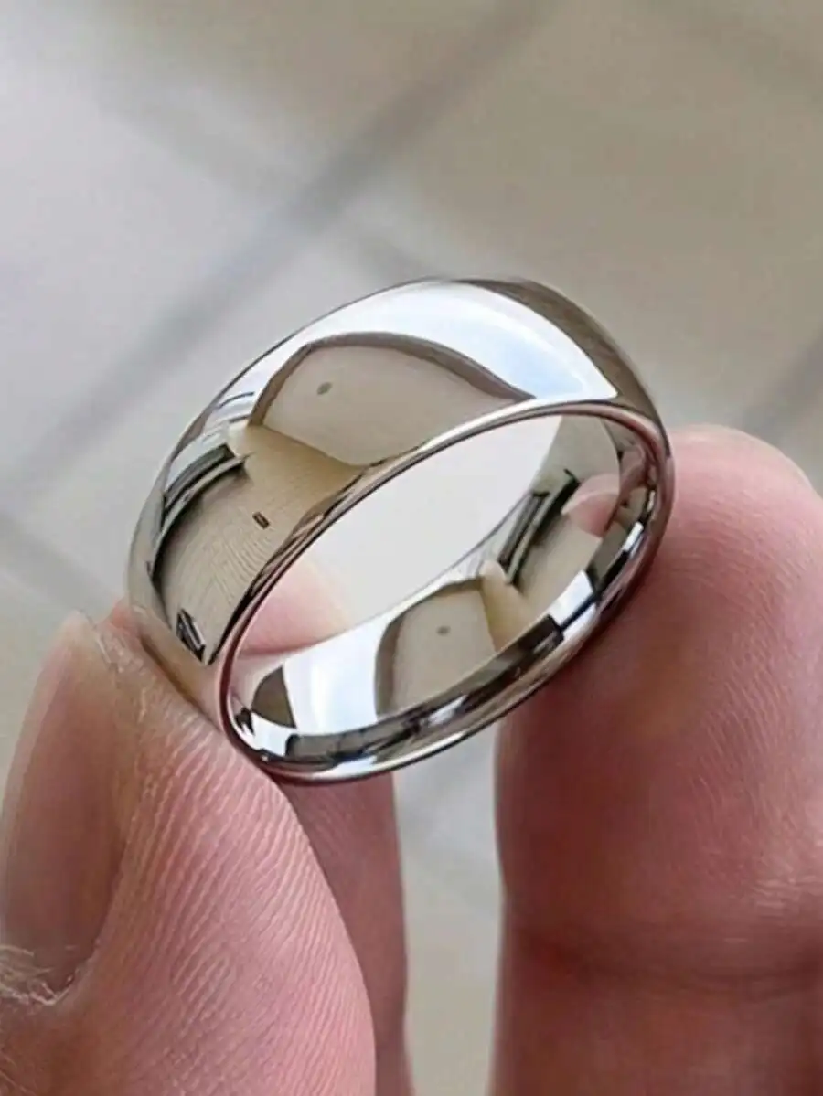 1pc Classic 6mm Stainless Steel Ring, Minimalist Design, Elegant Unisex Jewelry, Suitable For Weddings And Anniversaries