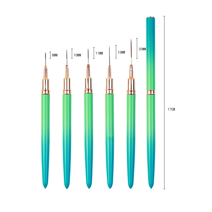 Juego de pinceles para manicura, juego de 5 piezas, pinceles de colores degradados, bolígrafo de pintura a rayas francesas, herramienta para manicura