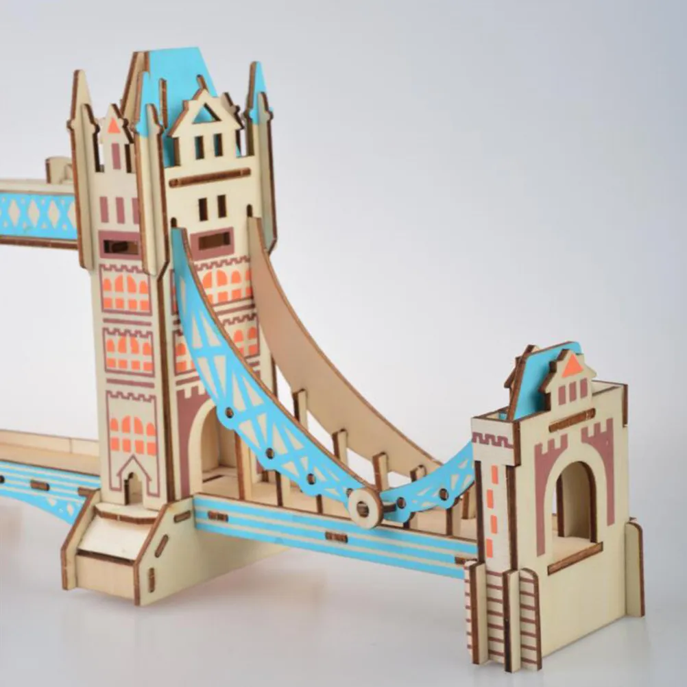Wooden 3D Puzzle London Tower Bridge DIY Creative Educational Jigsaw for Kids Enhancing Imagination and Creativity