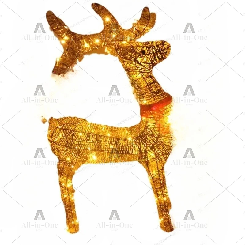 Christmas Deer Pulling Car Luminous Wrought Iron Deer Pulling Sleigh Car Christmas Large-scale Scene Ornaments Decoration Props