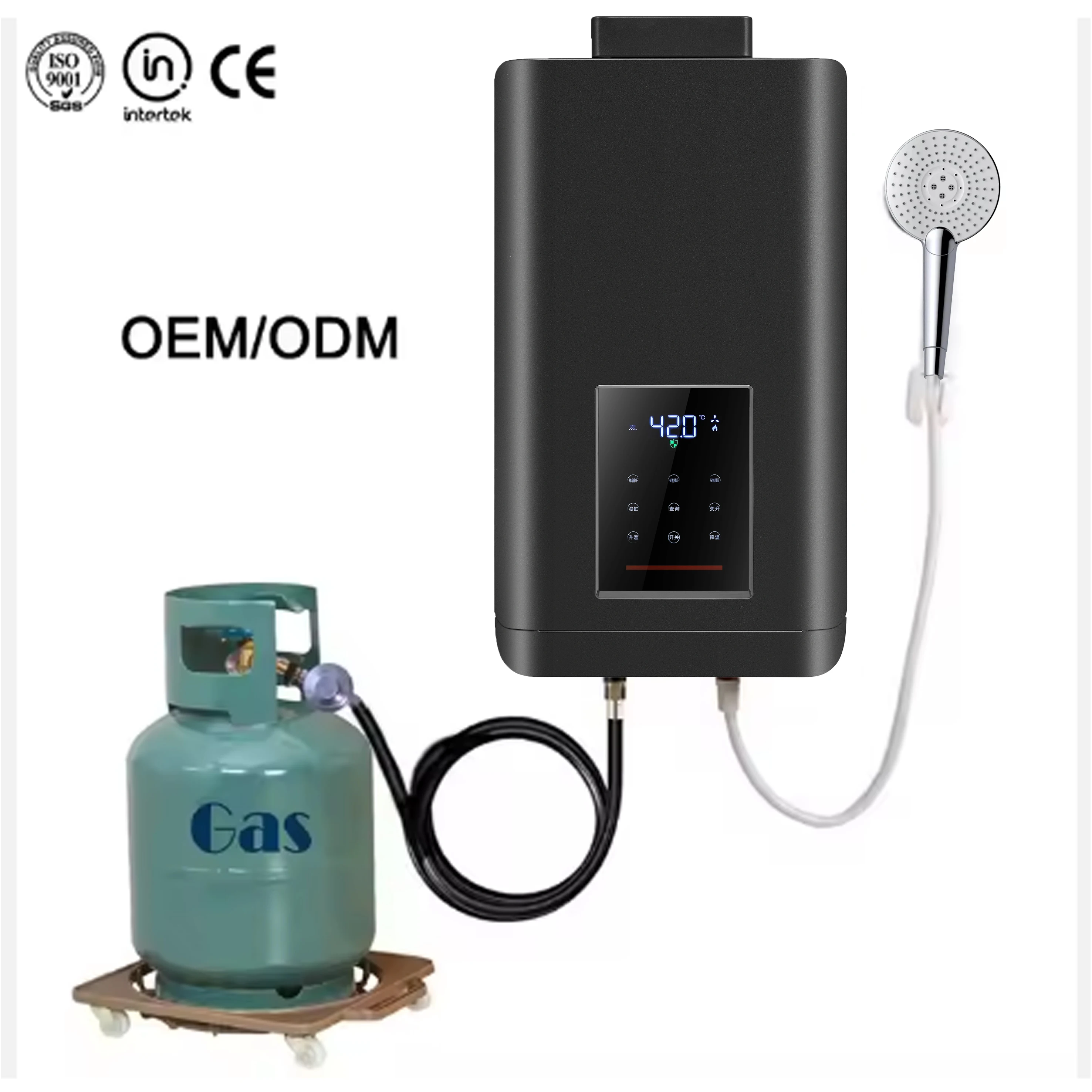 Chauffe-eau instantané électrique sans réservoir à gaz, échangeur de chaleur en cuivre, échappement forcé, brûleur haute efficacité, affichage LED - Extérieur, VR