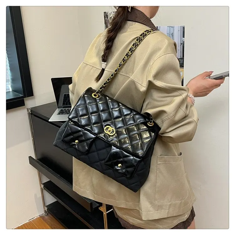 Herfst 2025, trendy kettingtas - met diamant gewatteerde draagtas, meerweg schouder-/crossbodytas, vintage designertas voor dagelijks gebruik