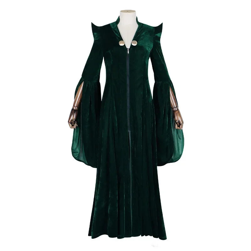 Professor Minerva McGonagall Cosplay Costume Dark Green Dress Robe Cape Hat Velvet Cosplay Costume Halloween Carnival Suit