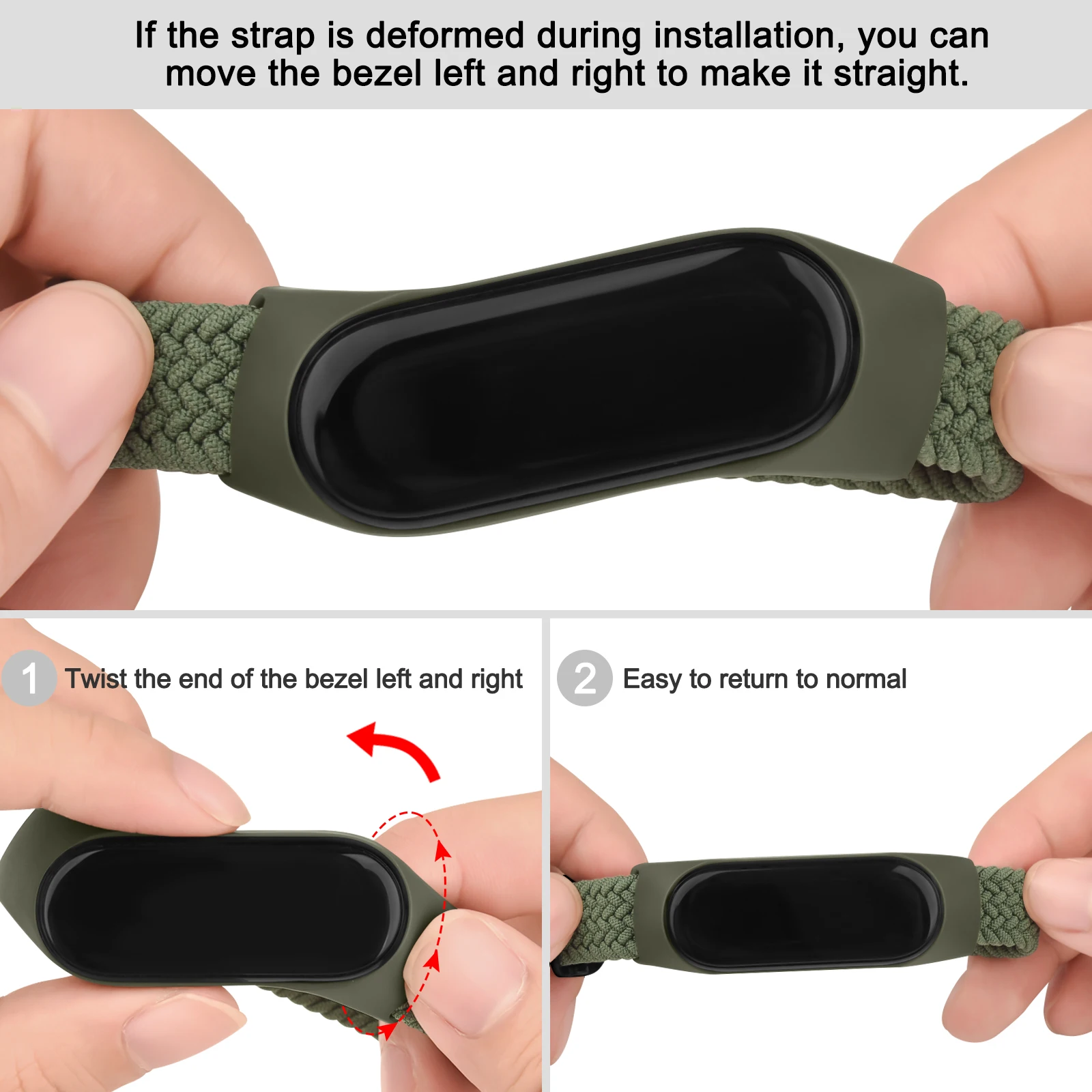 Geflochtenes Armband für Xiaomi Mi Band 7 6 5 4 3, elastisches, verstellbares Armband für Amazfit Band 5, Ersatzarmband – Detail 7